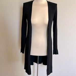Love tree Ribbed Black Long Cardigan (Size S)